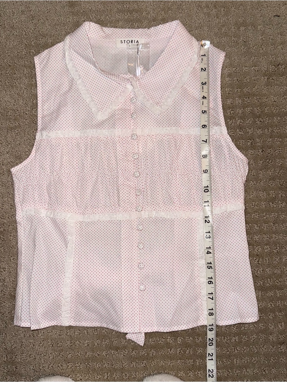 NWT Boutique Storia White & Red Polka Dot Blouse Top Size Small - Picture 10 of 15